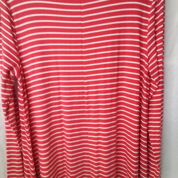 Old navy Dress Women L Tall Long Sleeve Soft Stretch Stripe Red White - Picture 12 of 14